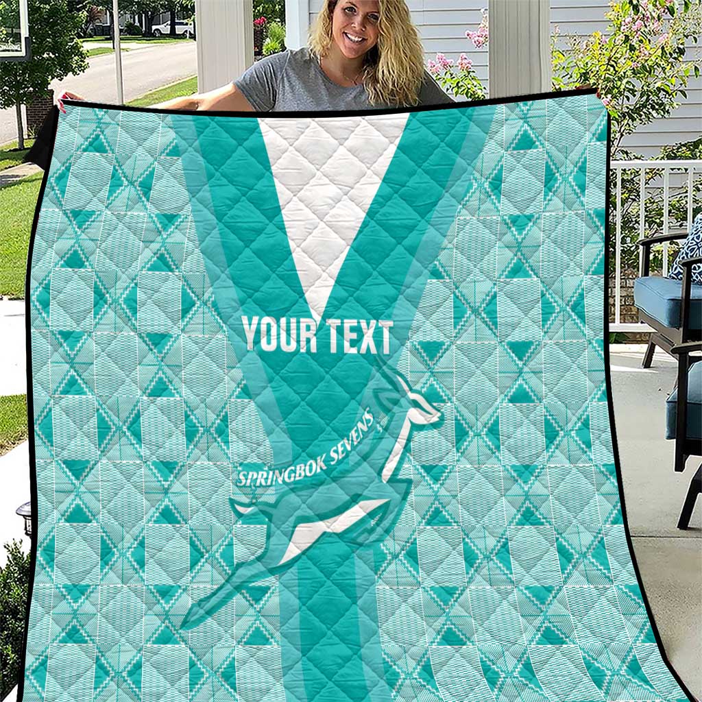 Custom South Africa Rugby Quilt Go Champions Springboks - Teal Version - Wonder Print Shop