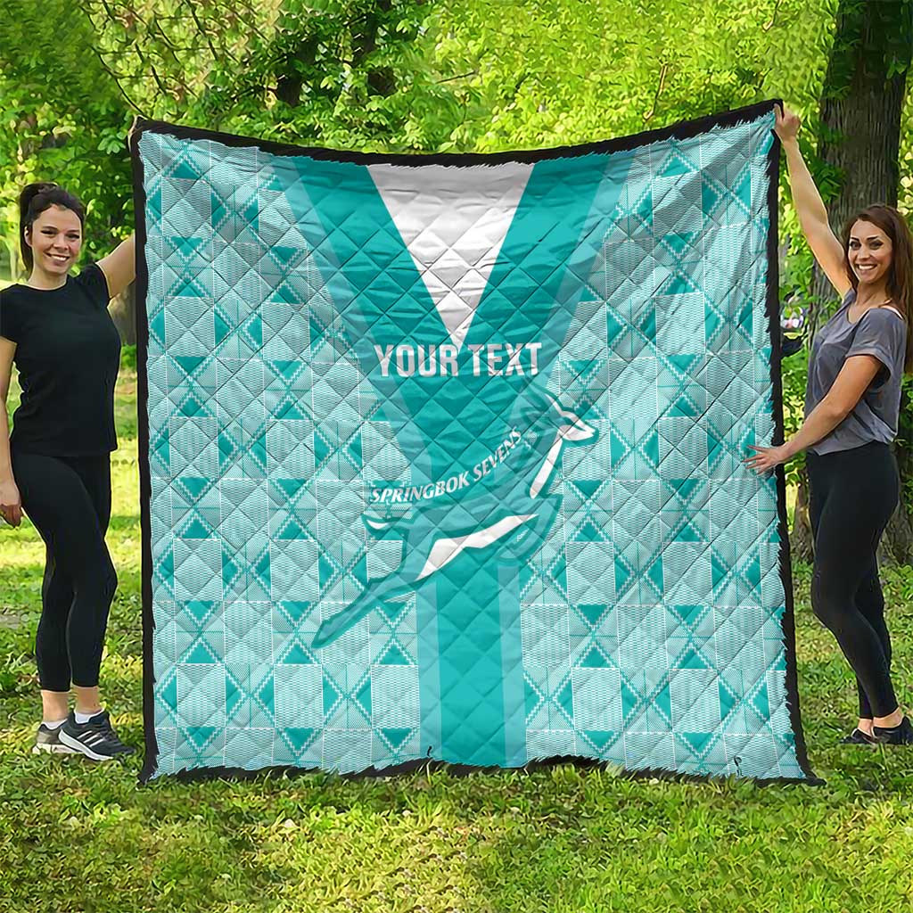Custom South Africa Rugby Quilt Go Champions Springboks - Teal Version - Wonder Print Shop