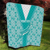 Custom South Africa Rugby Quilt Go Champions Springboks - Teal Version - Wonder Print Shop