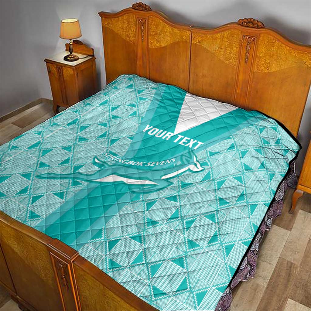 Custom South Africa Rugby Quilt Go Champions Springboks - Teal Version - Wonder Print Shop
