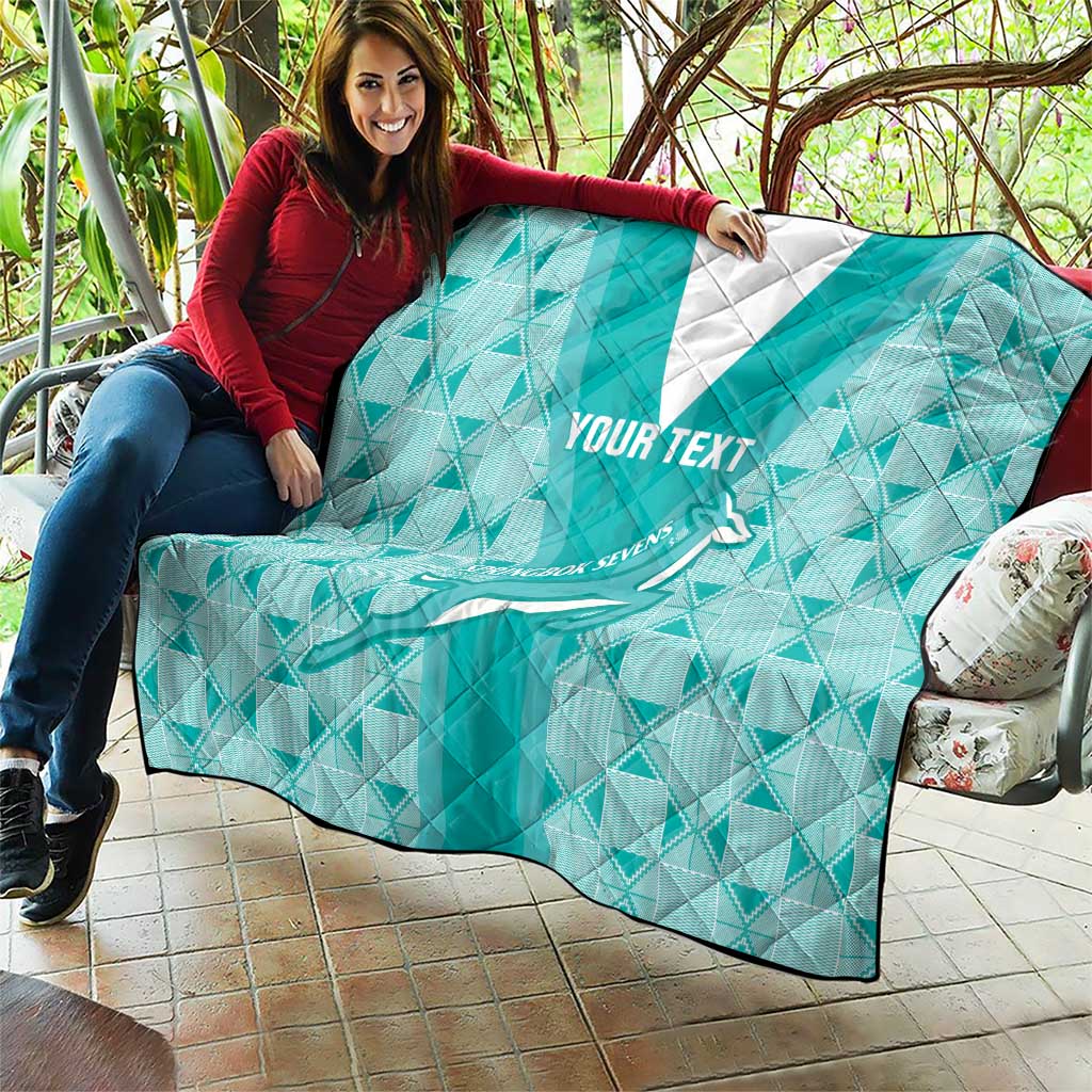 Custom South Africa Rugby Quilt Go Champions Springboks - Teal Version - Wonder Print Shop