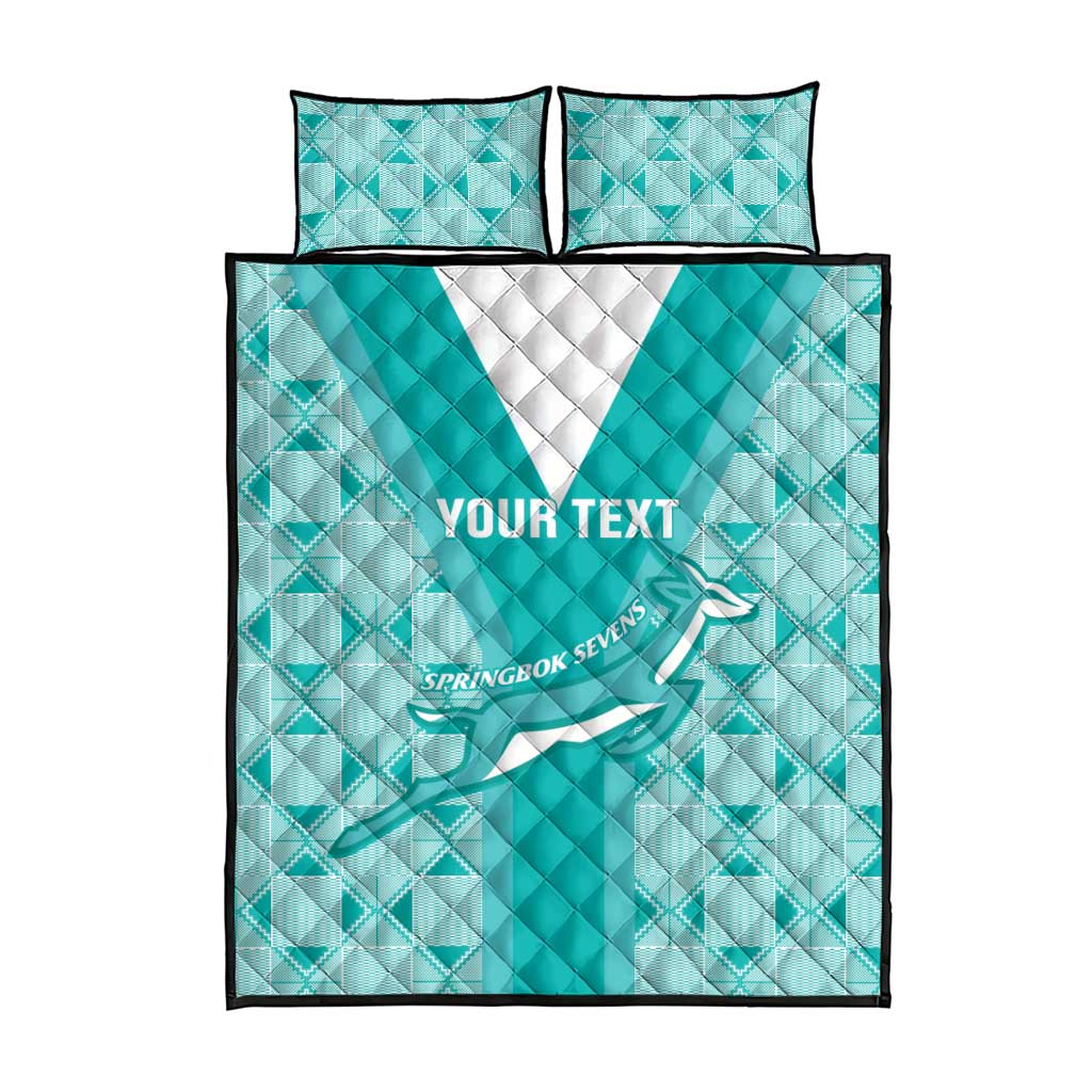 Custom South Africa Rugby Quilt Bed Set Go Champions Springboks - Teal Version - Wonder Print Shop