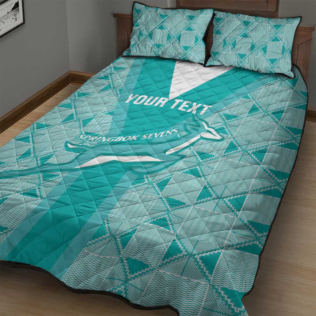 Custom South Africa Rugby Quilt Bed Set Go Champions Springboks - Teal Version - Wonder Print Shop