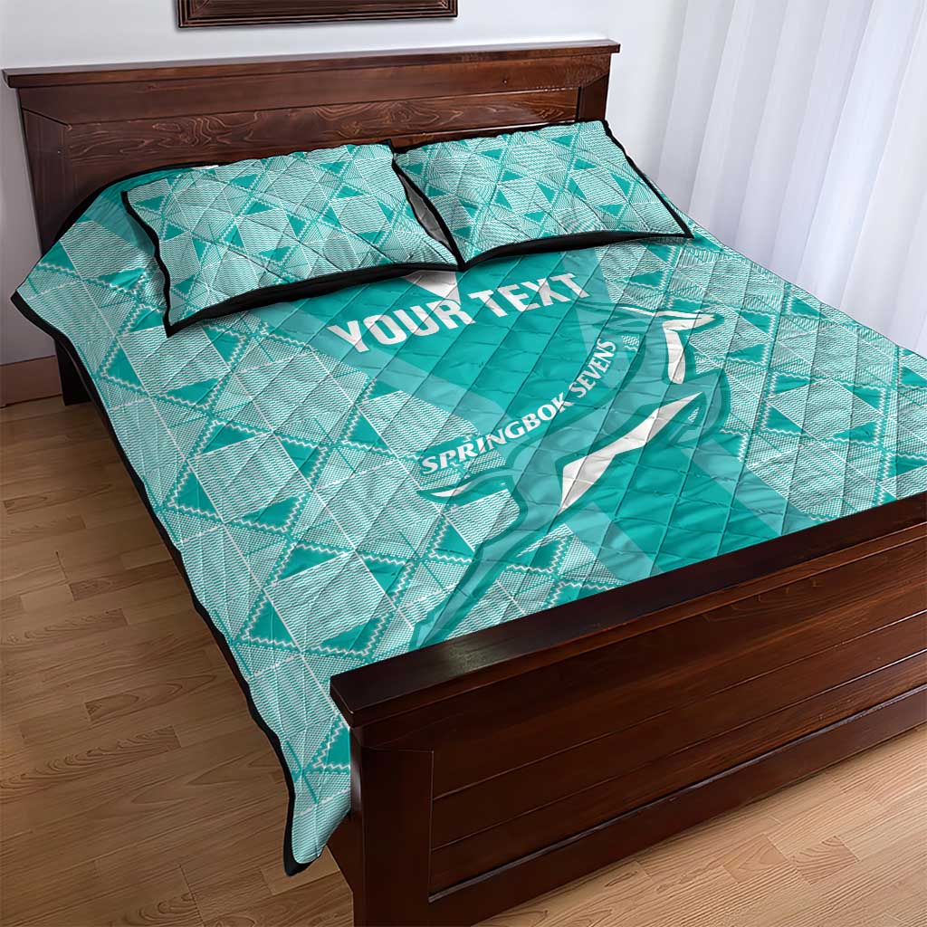 Custom South Africa Rugby Quilt Bed Set Go Champions Springboks - Teal Version - Wonder Print Shop