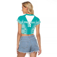 Custom South Africa Rugby Raglan Cropped T Shirt Go Champions Springboks - Teal Version - Wonder Print Shop