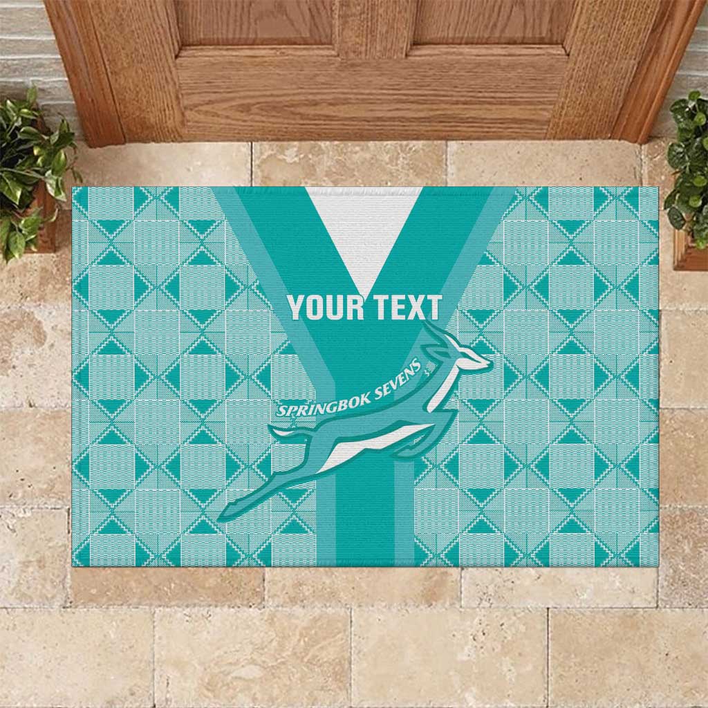Custom South Africa Rugby Rubber Doormat Go Champions Springboks - Teal Version - Wonder Print Shop