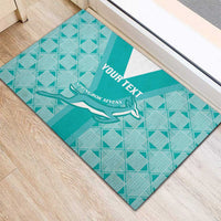 Custom South Africa Rugby Rubber Doormat Go Champions Springboks - Teal Version - Wonder Print Shop