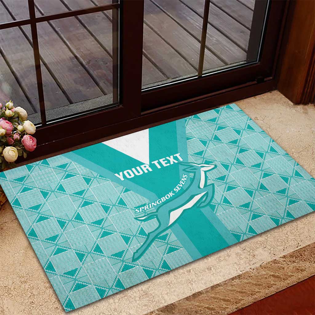 Custom South Africa Rugby Rubber Doormat Go Champions Springboks - Teal Version - Wonder Print Shop