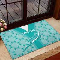 Custom South Africa Rugby Rubber Doormat Go Champions Springboks - Teal Version - Wonder Print Shop