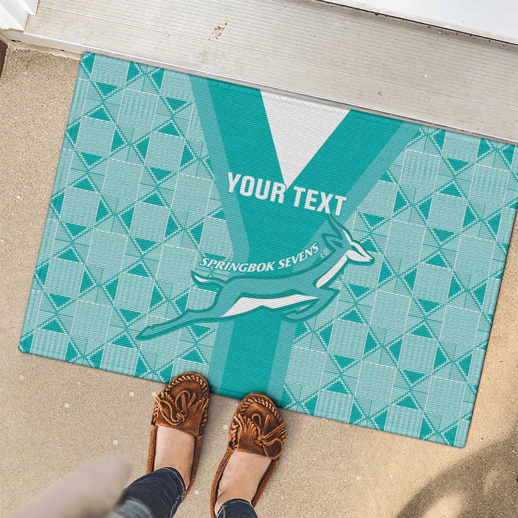 Custom South Africa Rugby Rubber Doormat Go Champions Springboks - Teal Version - Wonder Print Shop