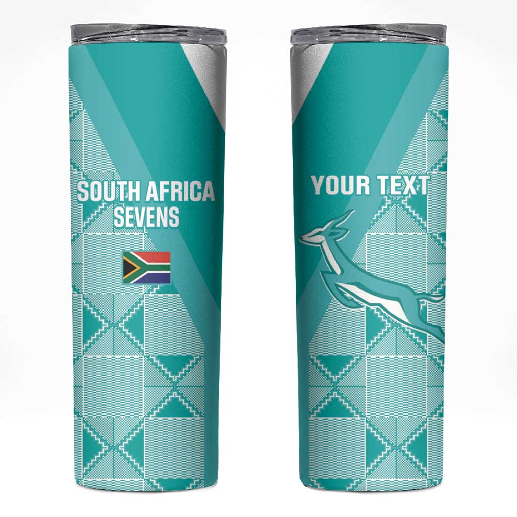Custom South Africa Rugby Skinny Tumbler Go Champions Springboks - Teal Version - Wonder Print Shop