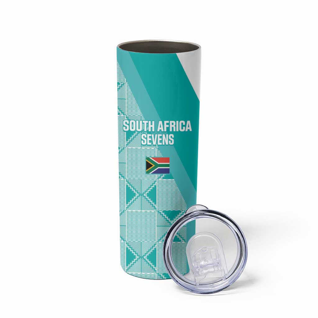 Custom South Africa Rugby Skinny Tumbler Go Champions Springboks - Teal Version - Wonder Print Shop