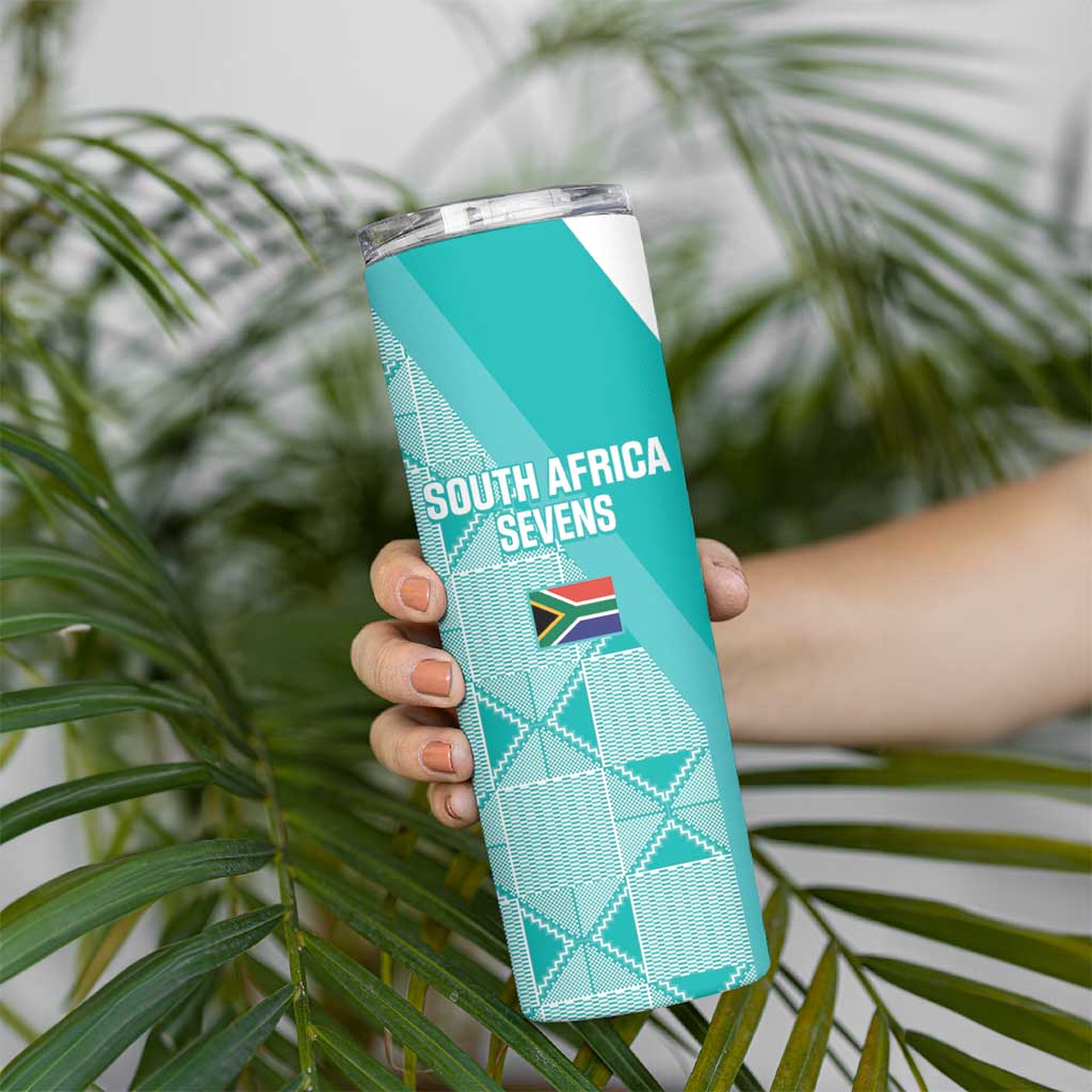 Custom South Africa Rugby Skinny Tumbler Go Champions Springboks - Teal Version - Wonder Print Shop