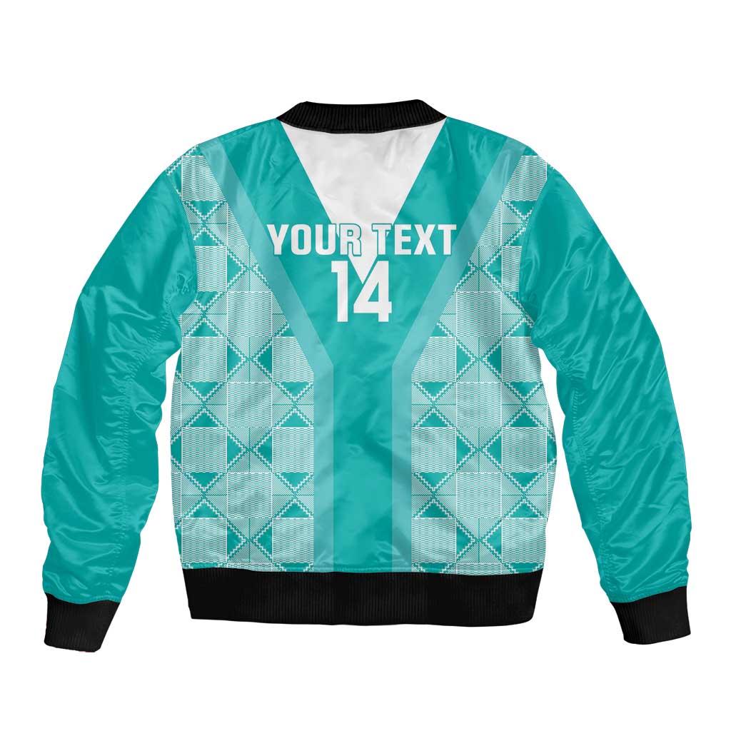 Custom South Africa Rugby Sleeve Zip Bomber Jacket Go Champions Springboks - Teal Version - Wonder Print Shop