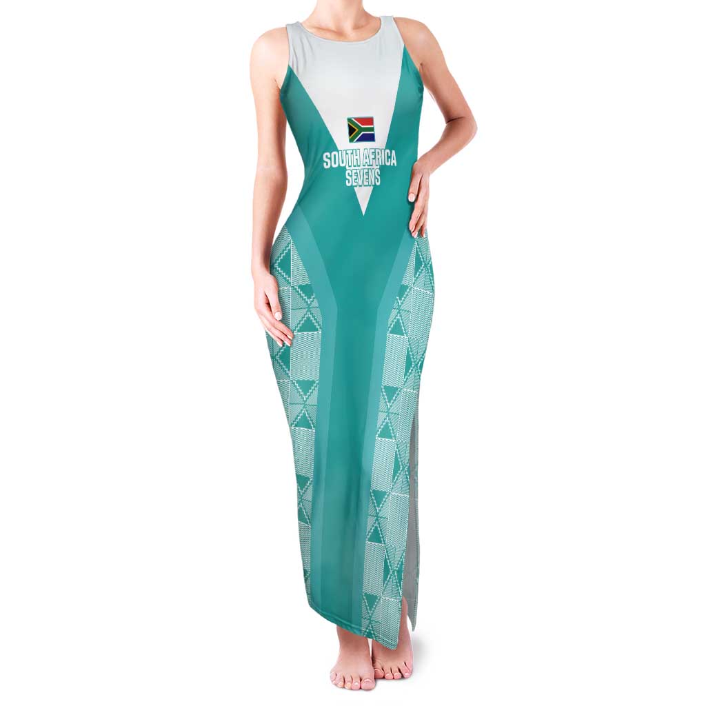 Custom South Africa Rugby Tank Maxi Dress Go Champions Springboks - Teal Version - Wonder Print Shop