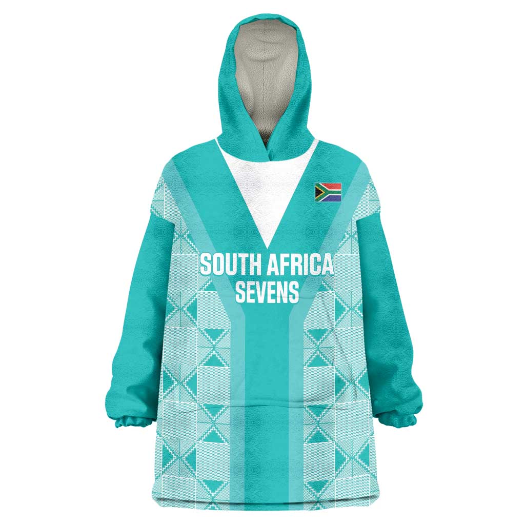 Custom South Africa Rugby Wearable Blanket Hoodie Go Champions Springboks - Teal Version - Wonder Print Shop