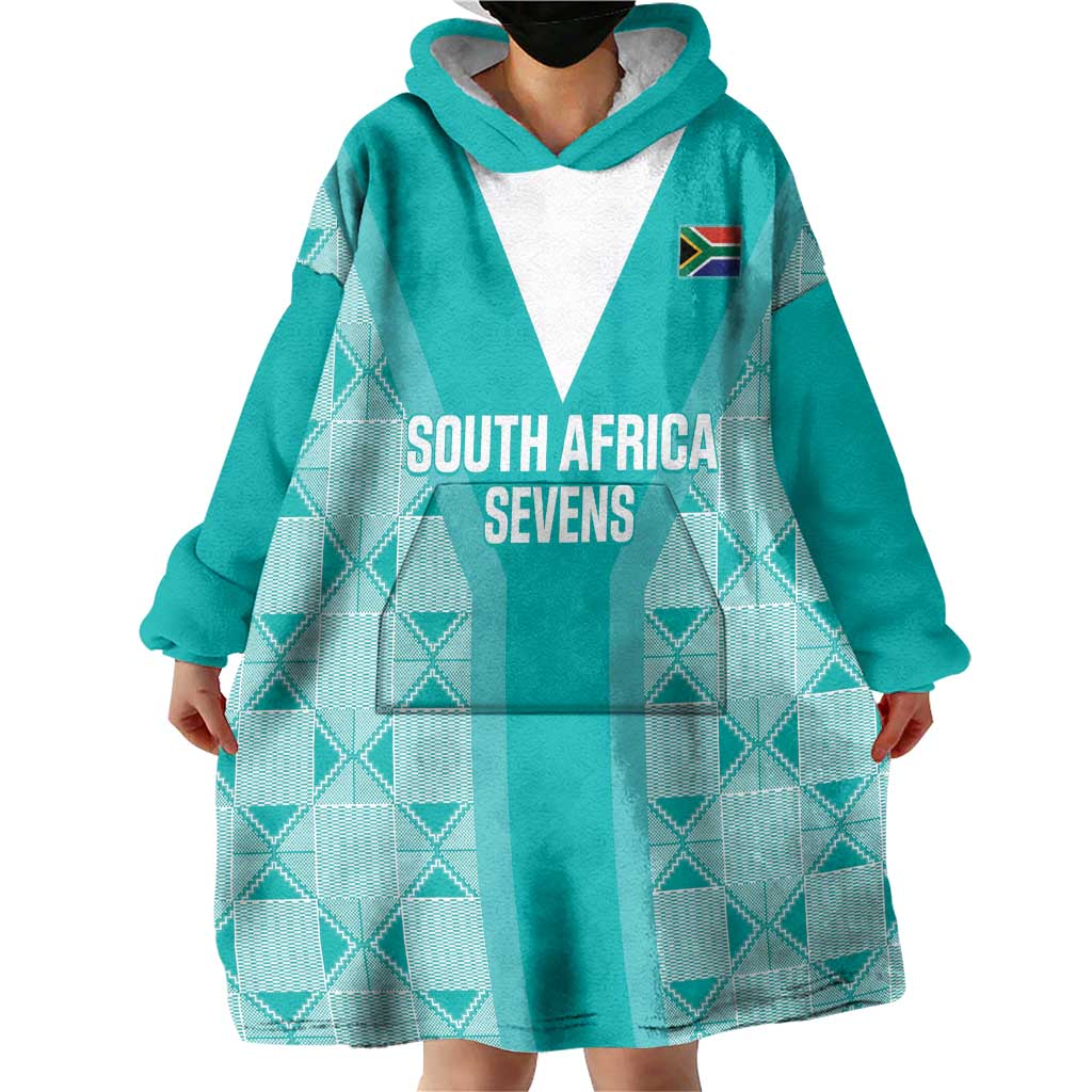 Custom South Africa Rugby Wearable Blanket Hoodie Go Champions Springboks - Teal Version - Wonder Print Shop