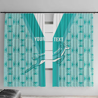 Custom South Africa Rugby Window Curtain Go Champions Springboks - Teal Version - Wonder Print Shop