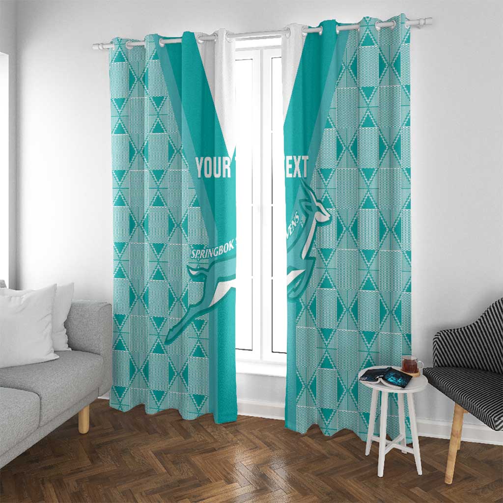 Custom South Africa Rugby Window Curtain Go Champions Springboks - Teal Version - Wonder Print Shop