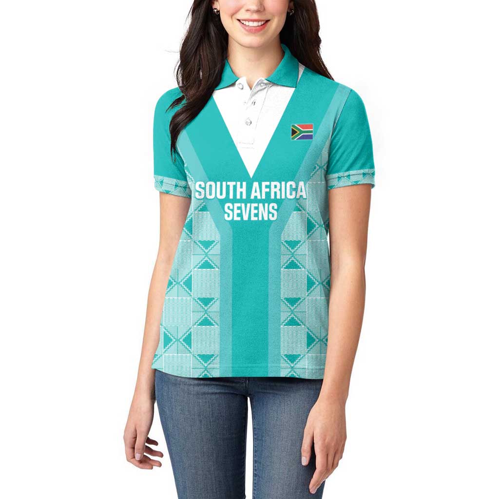 Custom South Africa Rugby Women Polo Shirt Go Champions Springboks - Teal Version - Wonder Print Shop