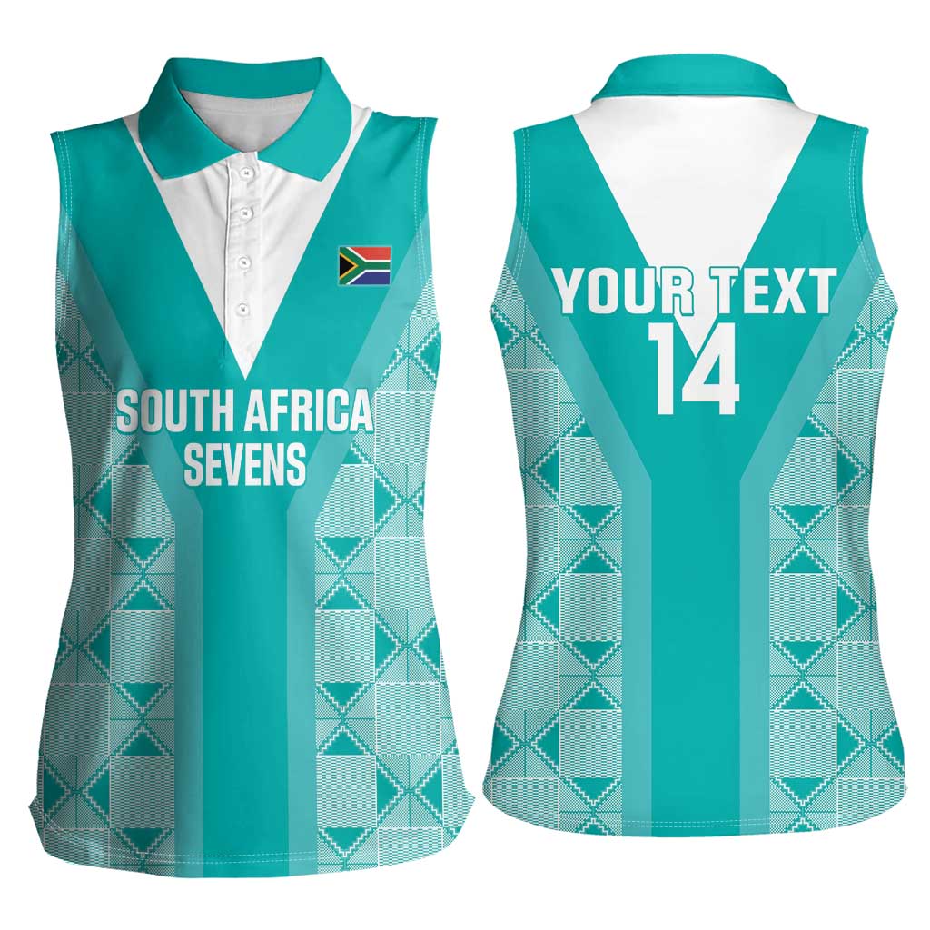 Custom South Africa Rugby Women Sleeveless Polo Shirt Go Champions Springboks - Teal Version - Wonder Print Shop
