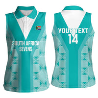 Custom South Africa Rugby Women Sleeveless Polo Shirt Go Champions Springboks - Teal Version - Wonder Print Shop