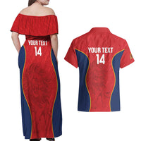Custom Spain Rugby Couples Matching Off Shoulder Maxi Dress and Hawaiian Shirt Go Champions Lions - Wonder Print Shop