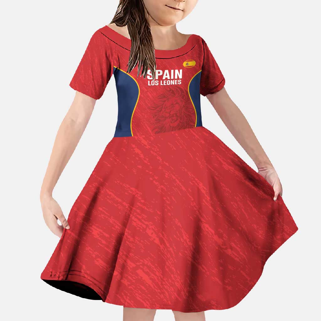 Custom Spain Rugby Family Matching Off Shoulder Maxi Dress and Hawaiian Shirt Go Champions Lions - Wonder Print Shop