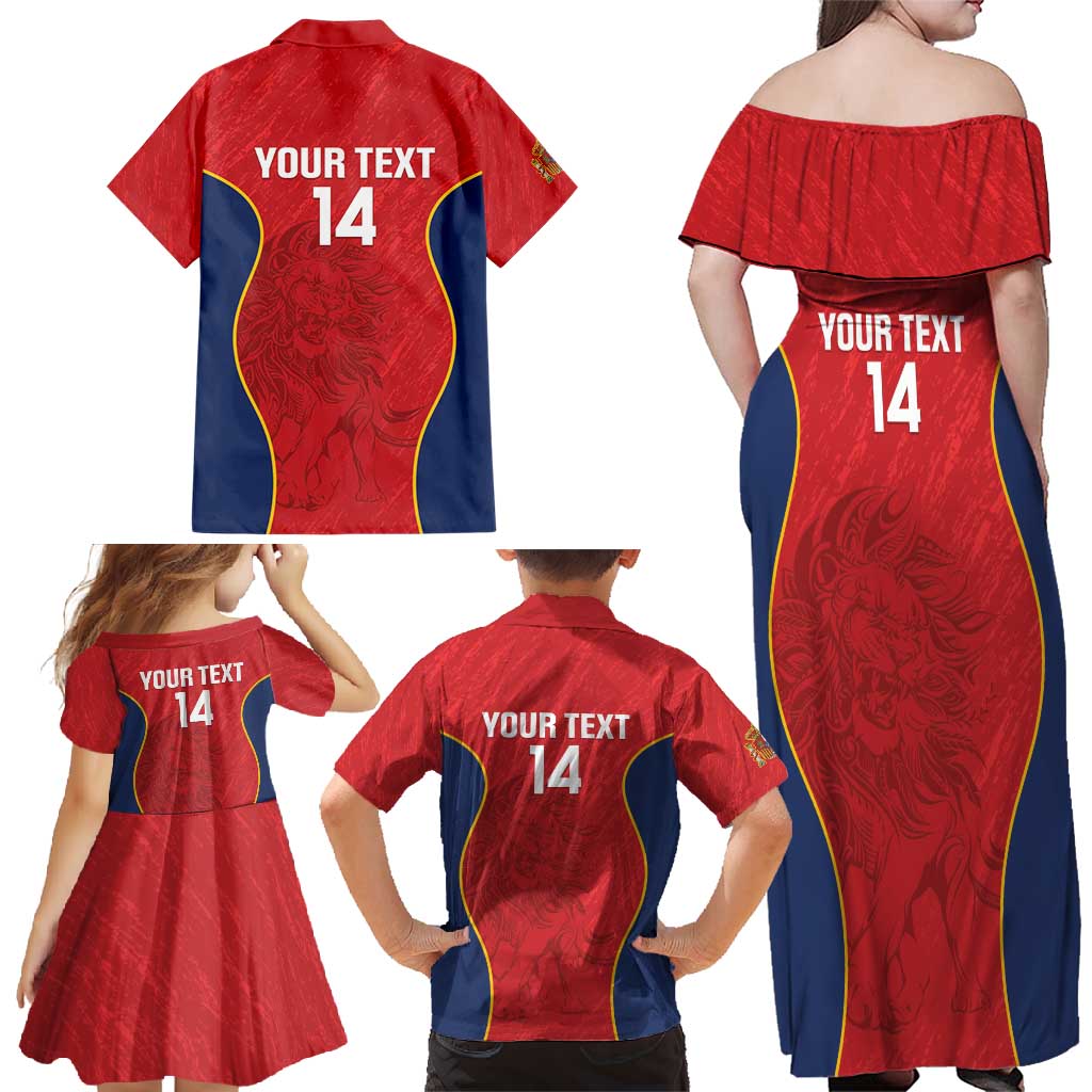 Custom Spain Rugby Family Matching Off Shoulder Maxi Dress and Hawaiian Shirt Go Champions Lions - Wonder Print Shop