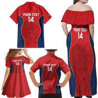 Custom Spain Rugby Family Matching Off Shoulder Maxi Dress and Hawaiian Shirt Go Champions Lions - Wonder Print Shop