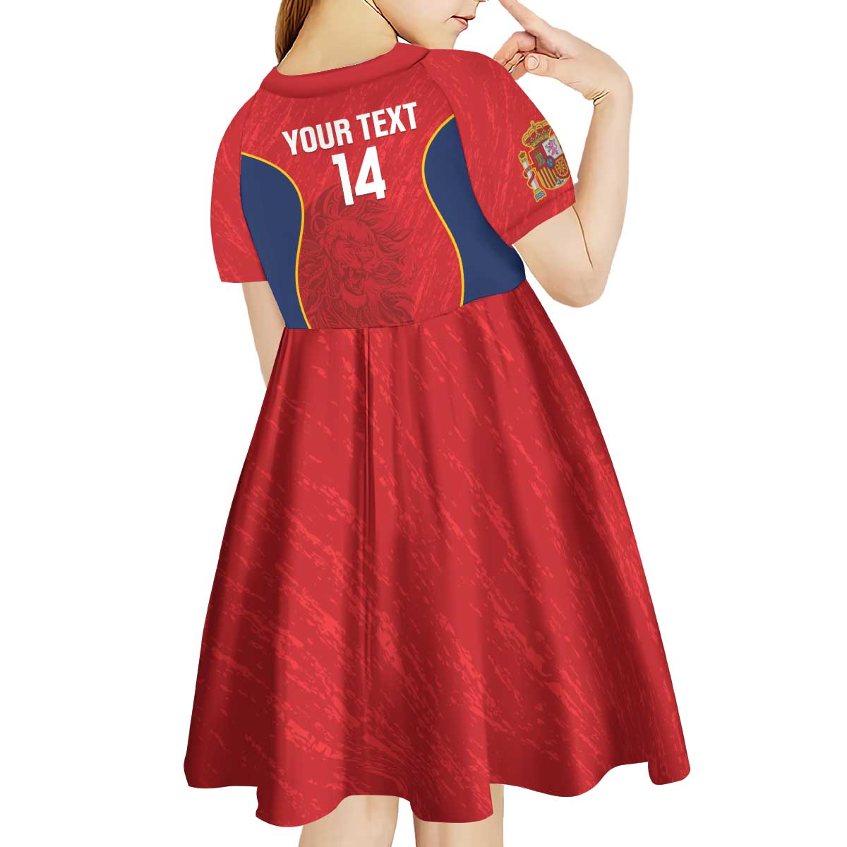 Custom Spain Rugby Kid Short Sleeve Dress Go Champions Lions - Wonder Print Shop
