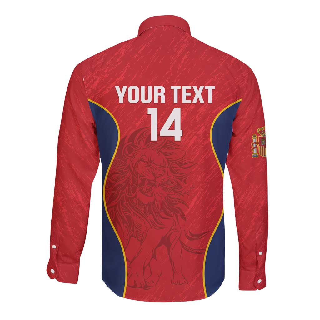 Custom Spain Rugby Long Sleeve Button Shirt Go Champions Lions - Wonder Print Shop