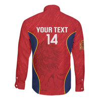 Custom Spain Rugby Long Sleeve Button Shirt Go Champions Lions - Wonder Print Shop