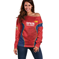 Custom Spain Rugby Off Shoulder Sweater Go Champions Lions - Wonder Print Shop