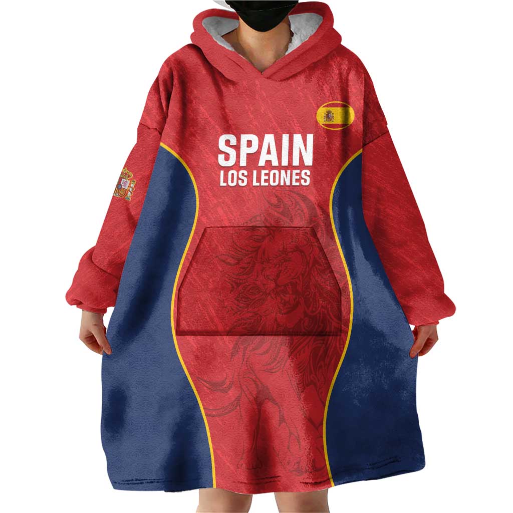 Custom Spain Rugby Wearable Blanket Hoodie Go Champions Lions - Wonder Print Shop
