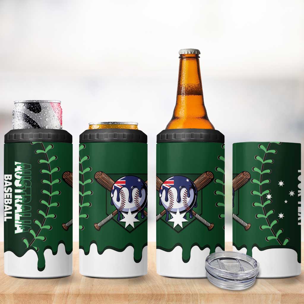Australia 2026 Baseball Custom 4 in 1 Can Cooler Tumbler Go Aussie Drip Style