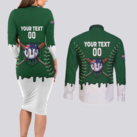 Australia 2026 Baseball Custom Couples Matching Long Sleeve Bodycon Dress and Long Sleeve Button Shirt Go Aussie Drip Style