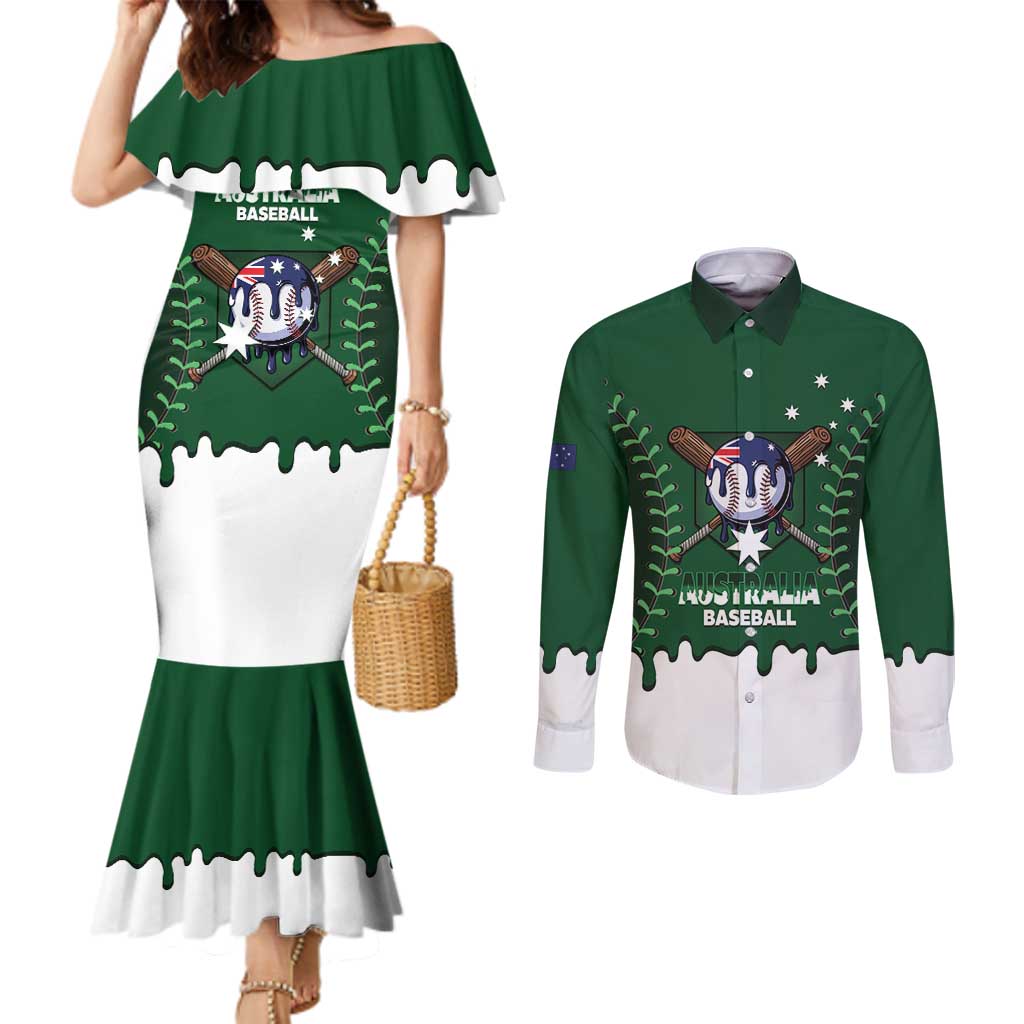 Australia 2026 Baseball Custom Couples Matching Mermaid Dress and Long Sleeve Button Shirt Go Aussie Drip Style