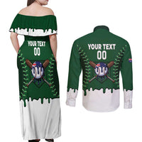 Australia 2026 Baseball Custom Couples Matching Off Shoulder Maxi Dress and Long Sleeve Button Shirt Go Aussie Drip Style