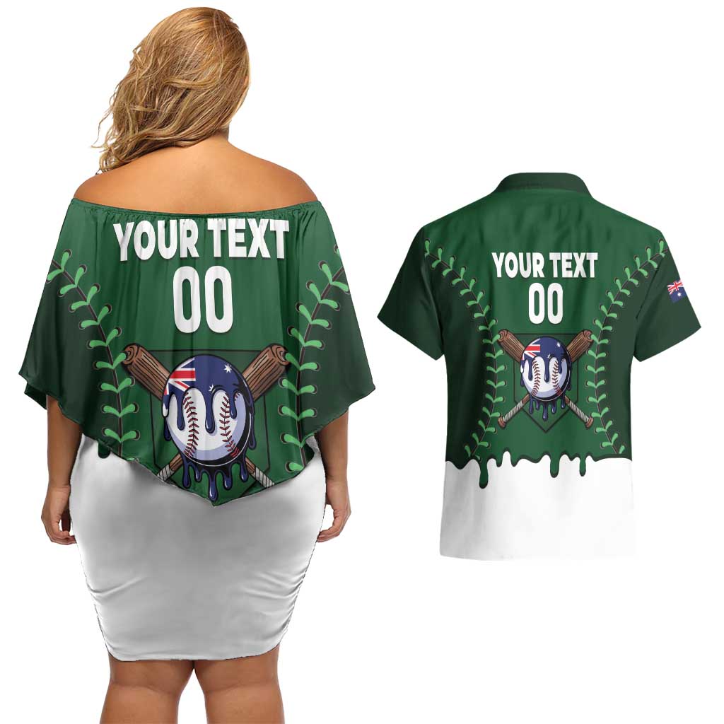 Australia 2026 Baseball Custom Couples Matching Off Shoulder Short Dress and Hawaiian Shirt Go Aussie Drip Style