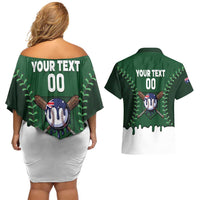 Australia 2026 Baseball Custom Couples Matching Off Shoulder Short Dress and Hawaiian Shirt Go Aussie Drip Style