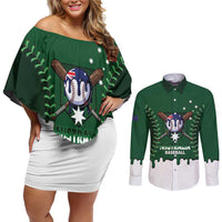 Australia 2026 Baseball Custom Couples Matching Off Shoulder Short Dress and Long Sleeve Button Shirt Go Aussie Drip Style