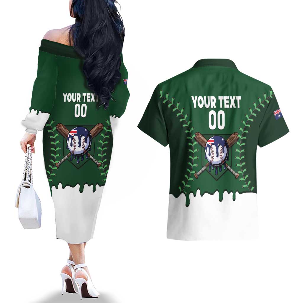 Australia 2026 Baseball Custom Couples Matching Off The Shoulder Long Sleeve Dress and Hawaiian Shirt Go Aussie Drip Style