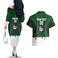 Australia 2026 Baseball Custom Couples Matching Off The Shoulder Long Sleeve Dress and Hawaiian Shirt Go Aussie Drip Style