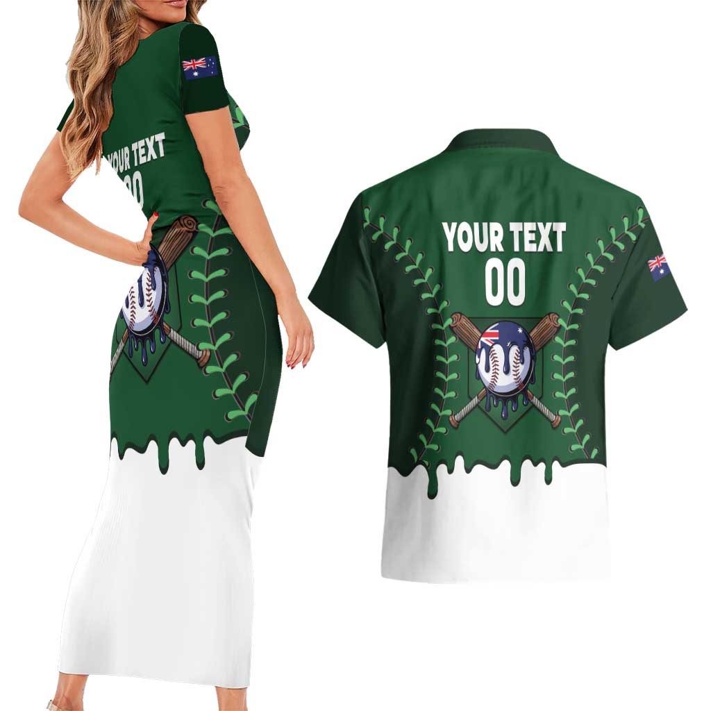 Australia 2026 Baseball Custom Couples Matching Short Sleeve Bodycon Dress and Hawaiian Shirt Go Aussie Drip Style