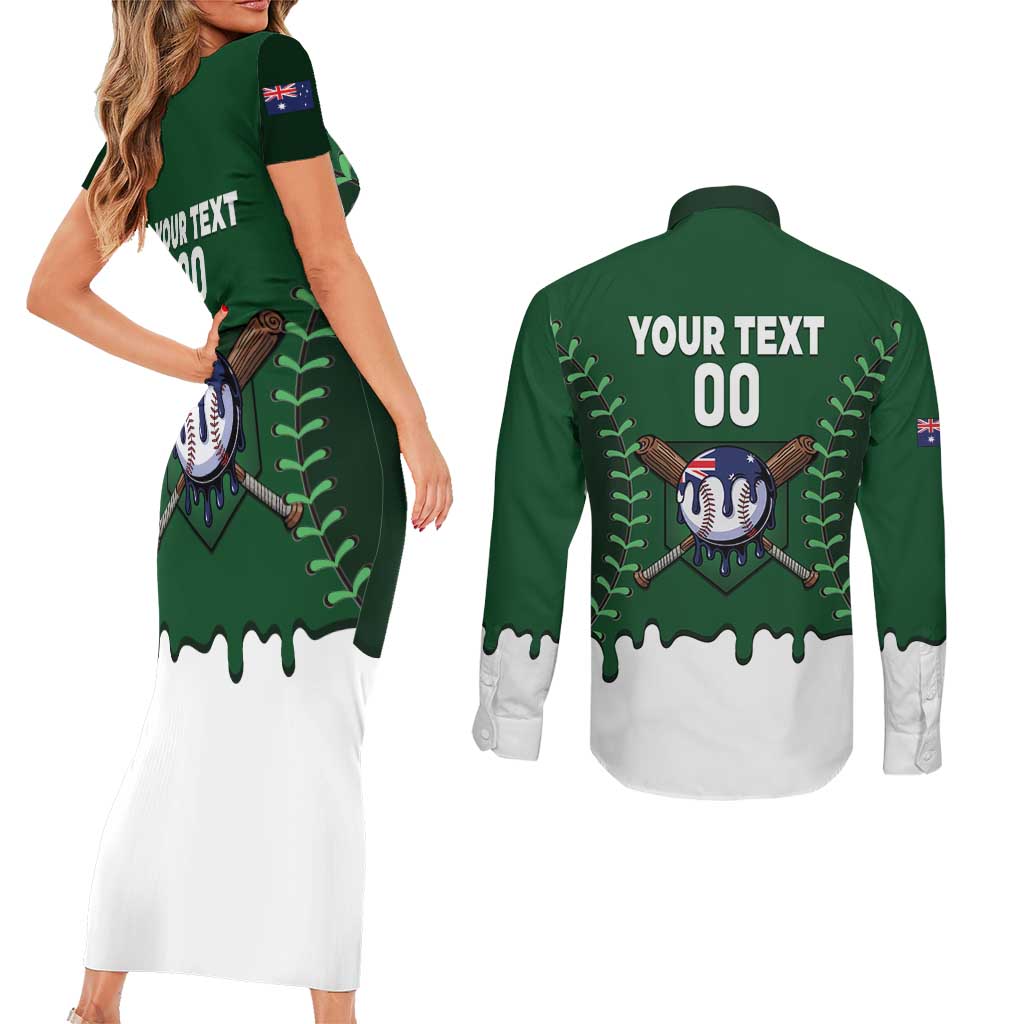 Australia 2026 Baseball Custom Couples Matching Short Sleeve Bodycon Dress and Long Sleeve Button Shirt Go Aussie Drip Style