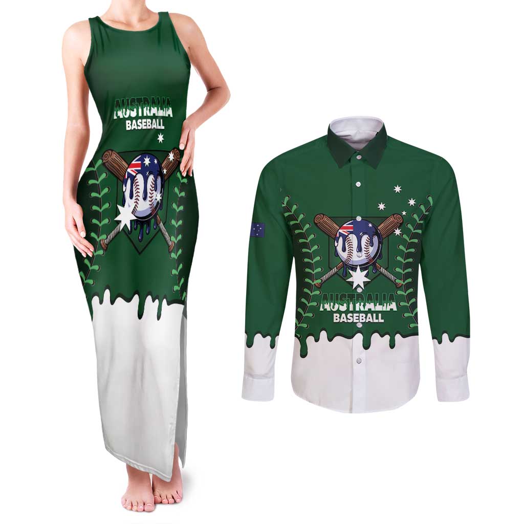 Australia 2026 Baseball Custom Couples Matching Tank Maxi Dress and Long Sleeve Button Shirt Go Aussie Drip Style