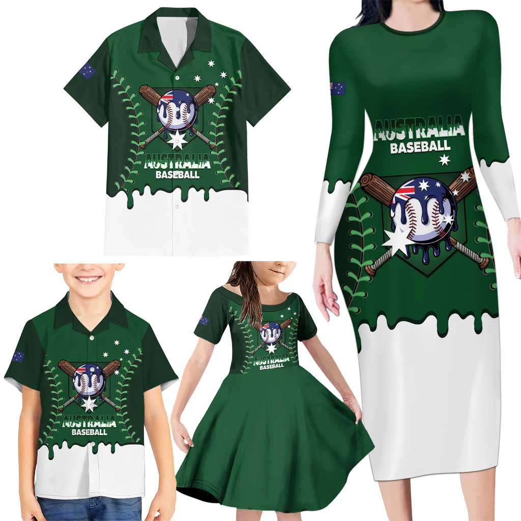 Australia 2026 Baseball Custom Family Matching Long Sleeve Bodycon Dress and Hawaiian Shirt Go Aussie Drip Style