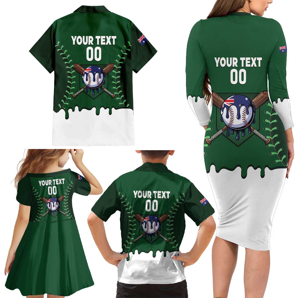 Australia 2026 Baseball Custom Family Matching Long Sleeve Bodycon Dress and Hawaiian Shirt Go Aussie Drip Style