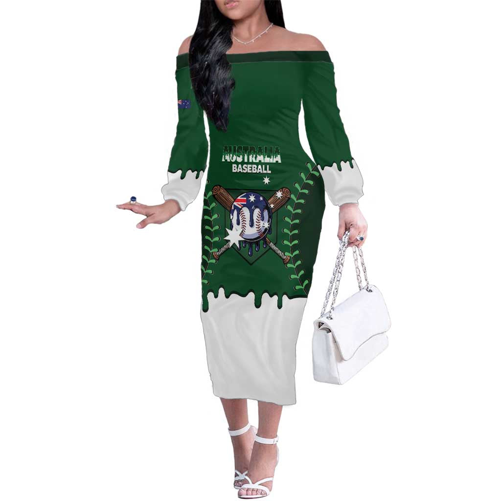 Australia 2026 Baseball Custom Family Matching Off The Shoulder Long Sleeve Dress and Hawaiian Shirt Go Aussie Drip Style